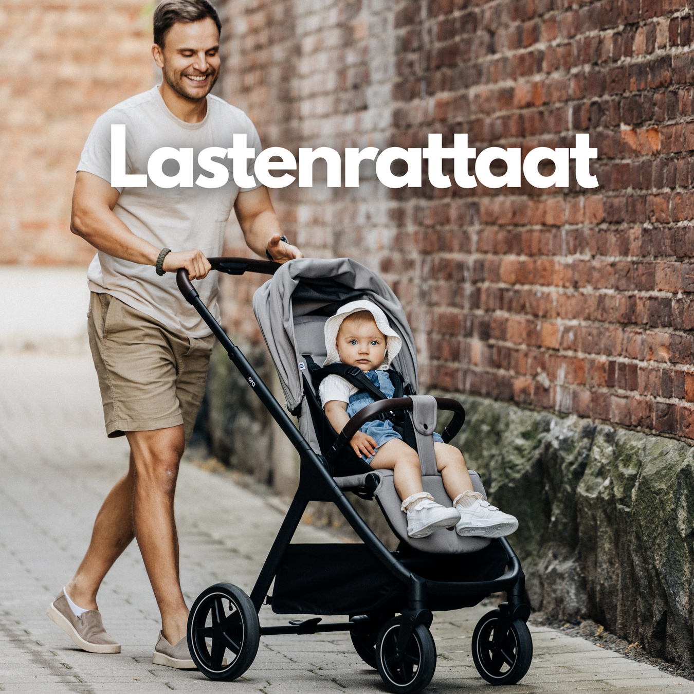 Ora Hertta rattaat ja lapsi työntämässä rattaita