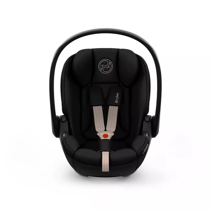 Cybex Cloud S Comfort turvakaukalo Sepia Black värissä, kuvattuna suoraan edestä pääntuki ylhäällä