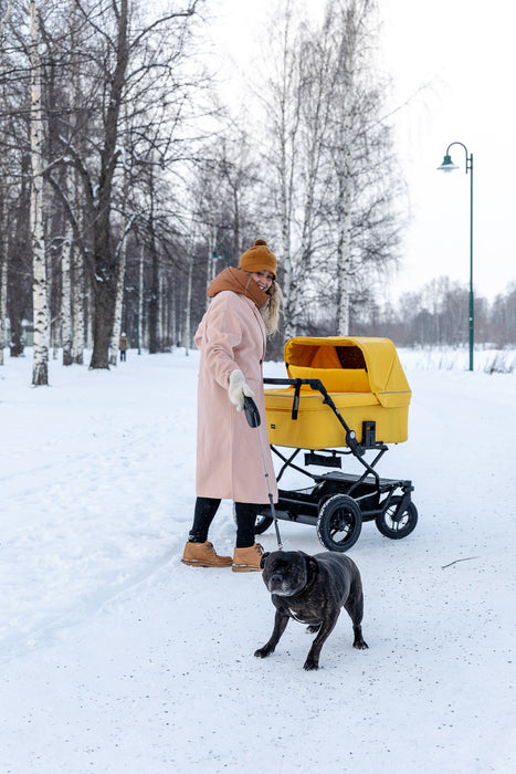 Ora Sisu kaksostenvaunut kanttarelli-värissä