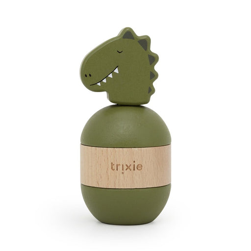 Trixie koottava puinen helistin vihreä (dino). Kuvattuna edestä. 