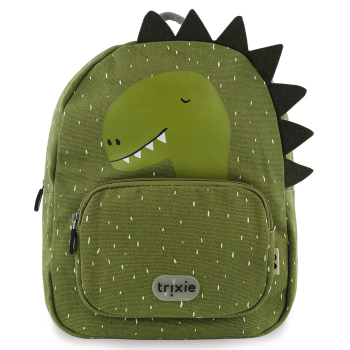 Trixie reppu (dino) vihreä kuvattuna edestä päin 