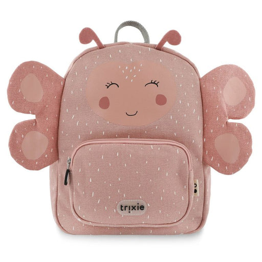 Trixie vaaleanpunainen koulureppu perhonen edestä kuvattuna.