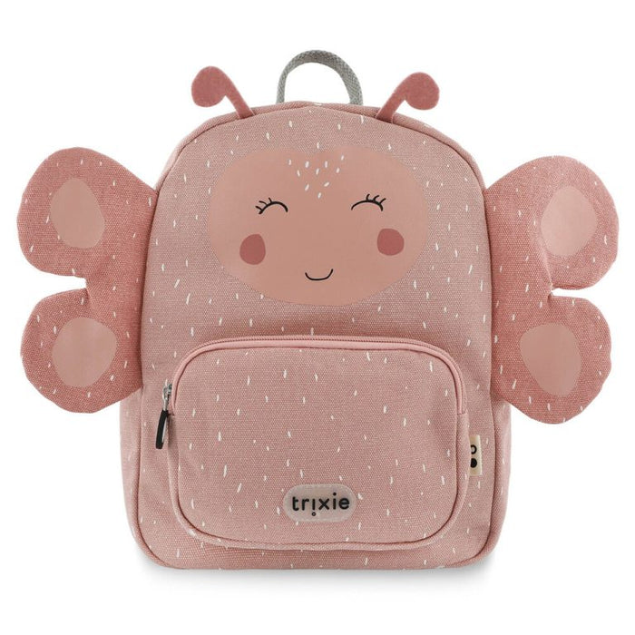 Trixie vaaleanpunainen koulureppu perhonen edestä kuvattuna.